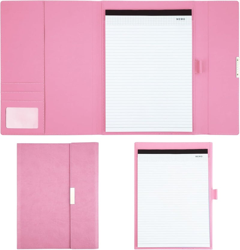 Tiankool Padfolio Portfolio Binder for Women - Stylishly Business Folder for Interview Resumes, Legal Documents | Notepad Not Included, Faux Leather, Pink - Image 1